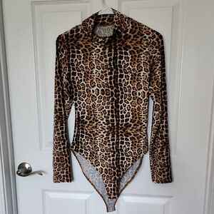 Leopard Print Long Sleeve Bodysuit